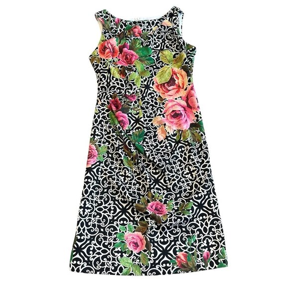 Joseph Ribkoff Fitted Scuba Sheath Dress Floral Print Sleeveless Stretch Size 12 - Picture 2 of 11